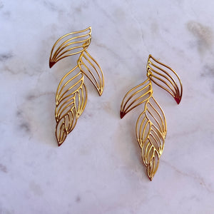 Three drop heliconia earring