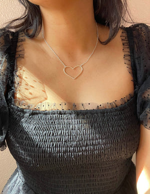 Hammered large heart necklace