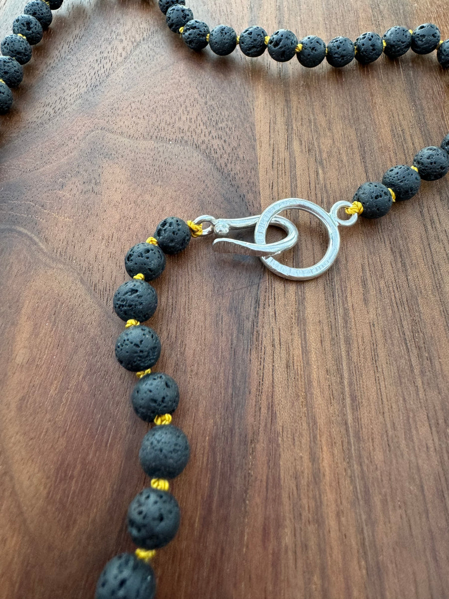 Volcanic Lava Beads on Mustard Cord