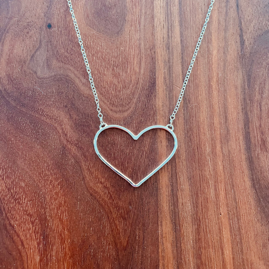 Hammered large heart necklace