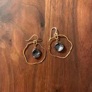 framed black keshi pearl earring