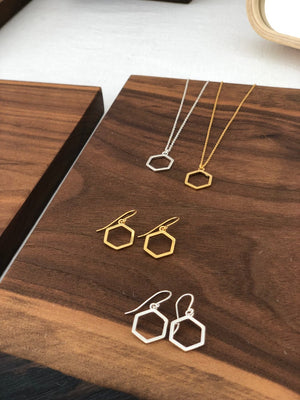 small hexagon drop necklace