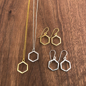 small hexagon drop necklace