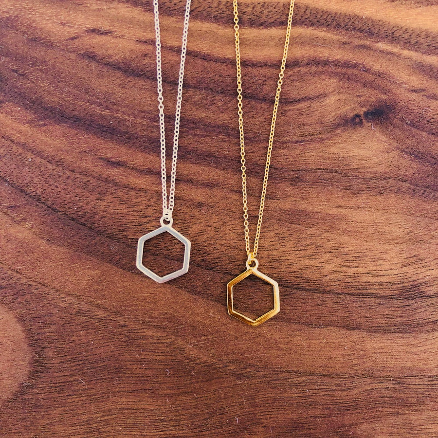 small hexagon drop necklace