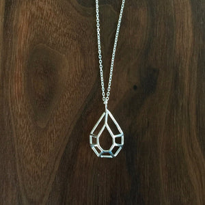 faceted open pear necklace