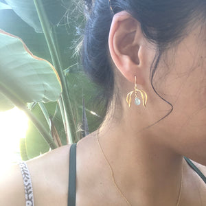 Aquamarine double petal earring