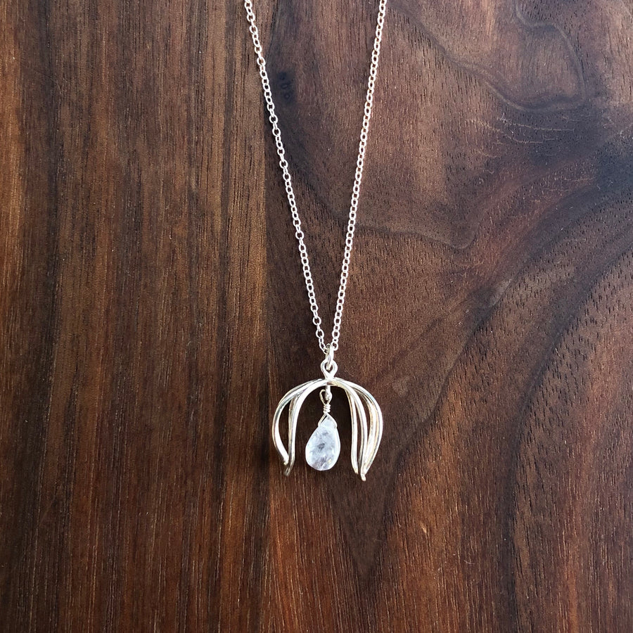 Moonstone double petal necklace