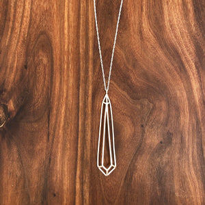 Long faceted open pear necklace