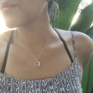 Aquamarine double petal necklace