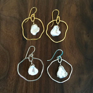 framed keshi pearl earring